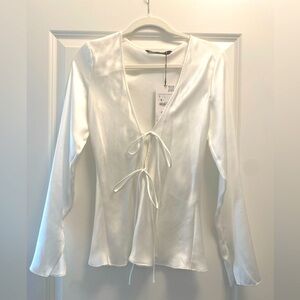 Zara White Silk Blouse